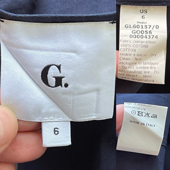 G. Label By Goop Sheely Puff Sleeve Midi Dress Navy Blue Cotton 6 EUC - Picture 5 of 7